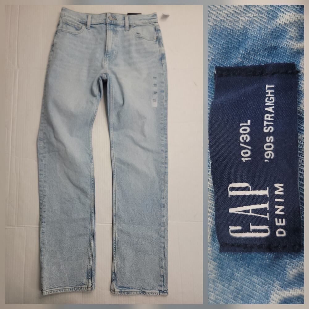 GAP Jeans Sz 10 30L Womens 90's Straight High Rise Stretch Cotton NEW